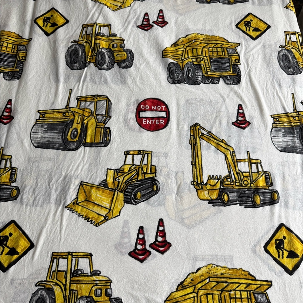 The Company Store Yellow Construction Vehicle Duvet Cover Twin